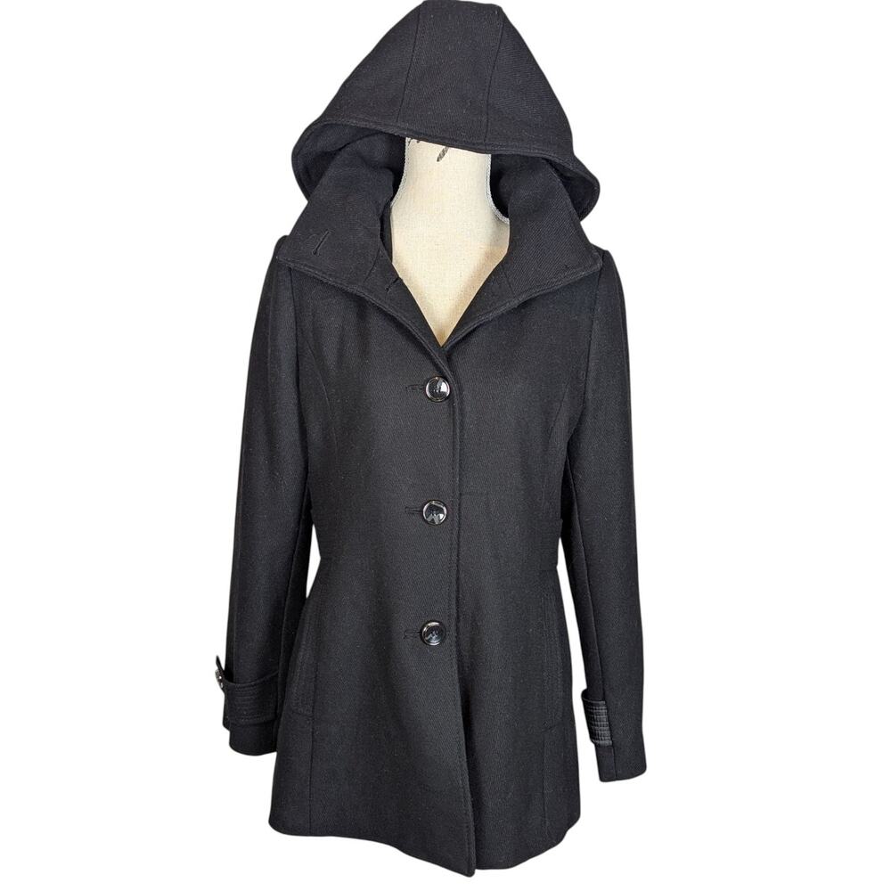 Kenneth Cole Wool Blend Overcoat Black Size 10